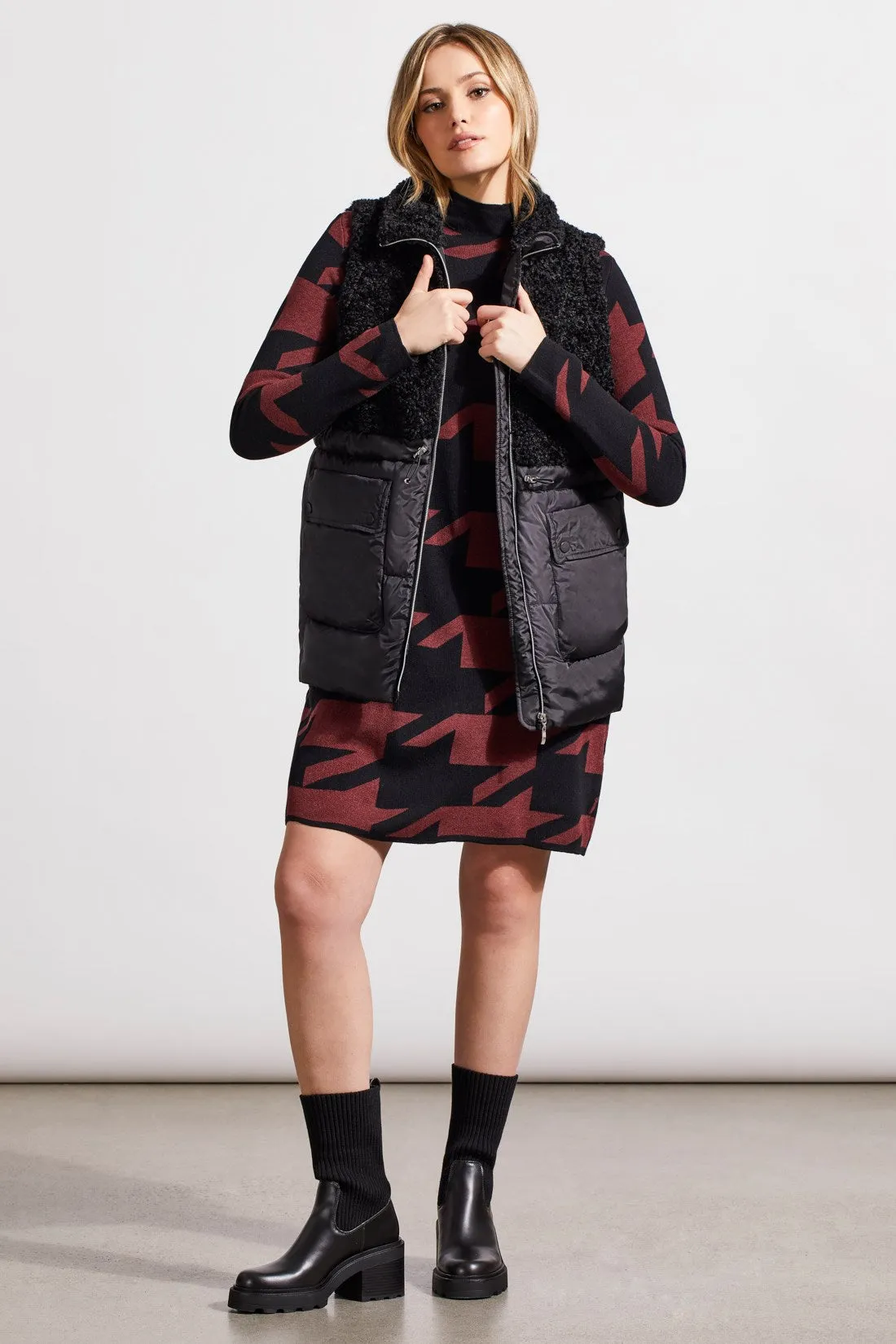 Sherpa And Nylon Combo Vest-Black sold by Tribal