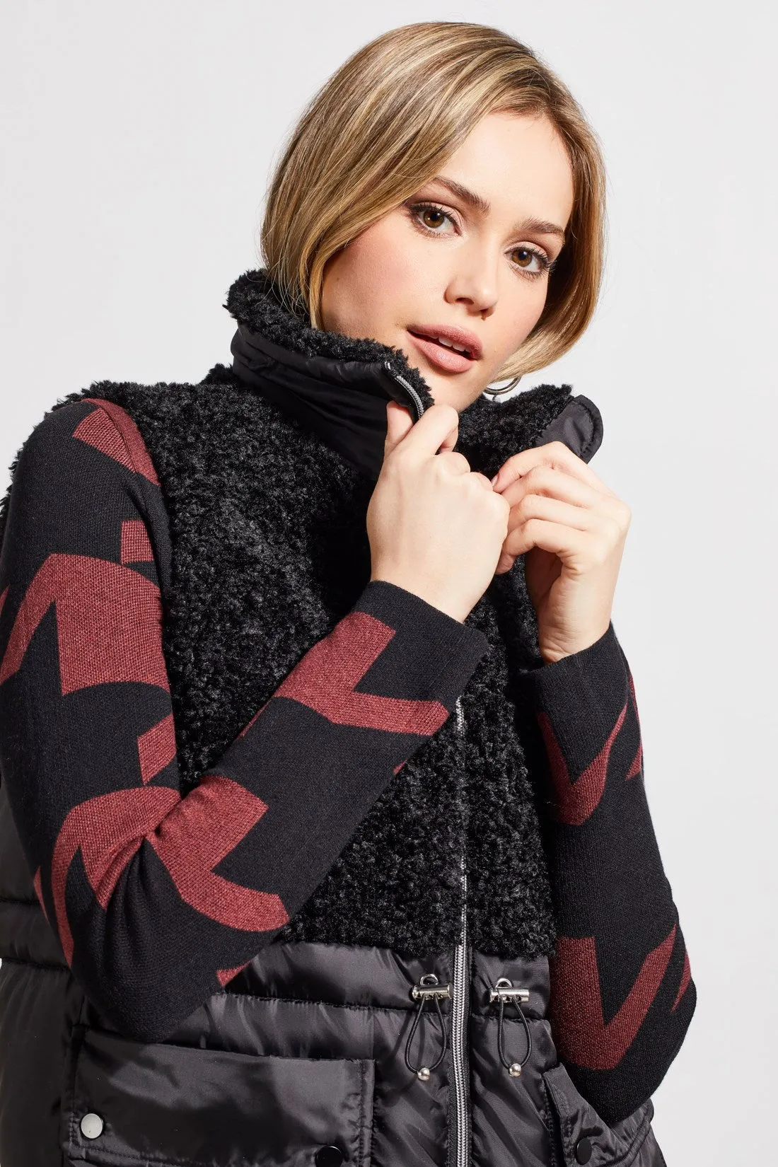 Sherpa And Nylon Combo Vest-Black sold by Tribal product image thumbnail 2