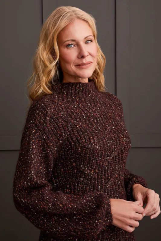 OVERSIZED FUNNEL NECK SWEATER-Coffee bean sold by Tribal