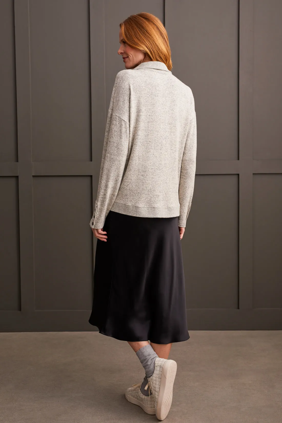 Brushed Knit Collared Top With Rib Combo-Moonstone sold by Tribal product image thumbnail 4