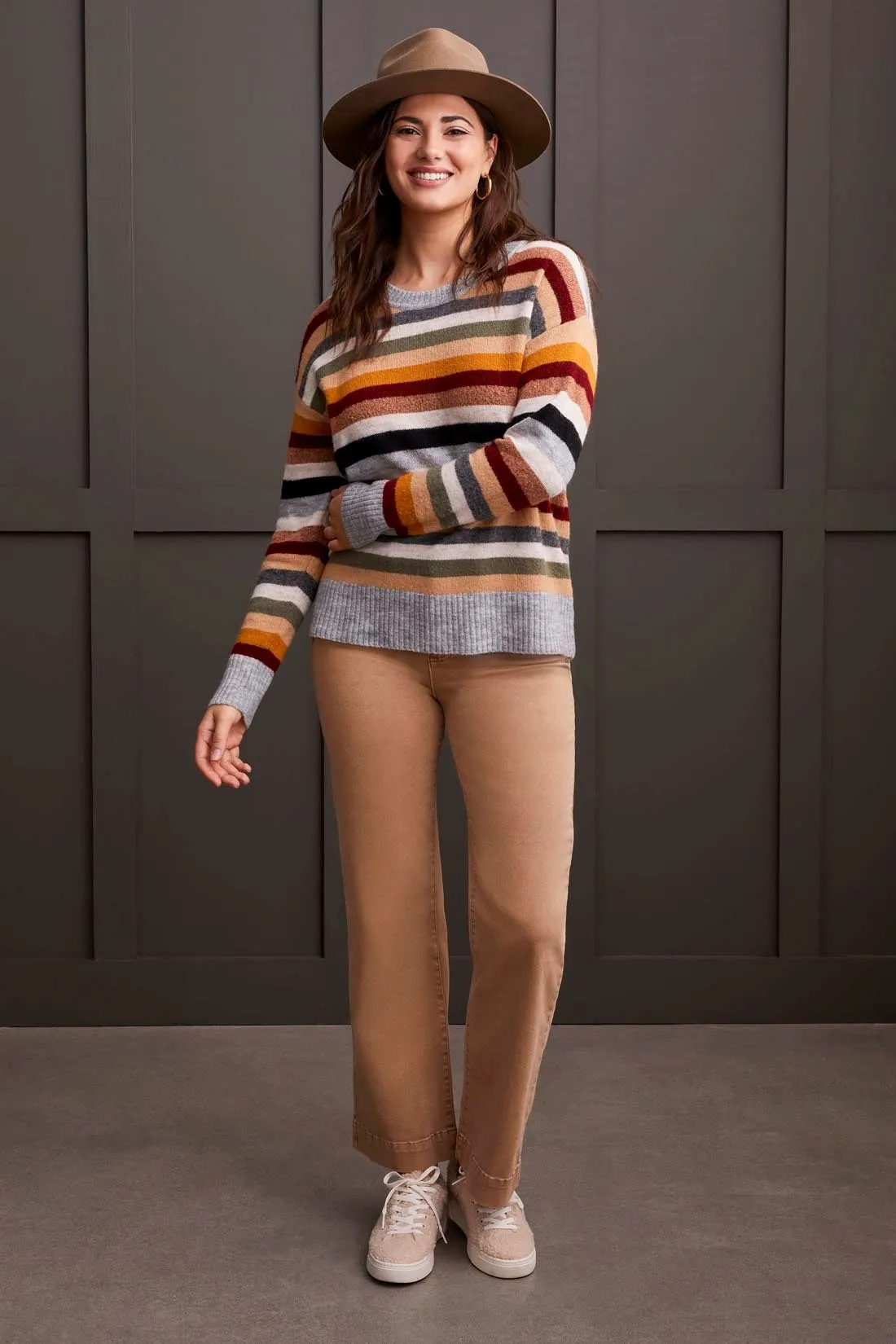 Soft Yarn Striped Crew Neck Sweater-Bordeaux sold by Tribal product image thumbnail 3