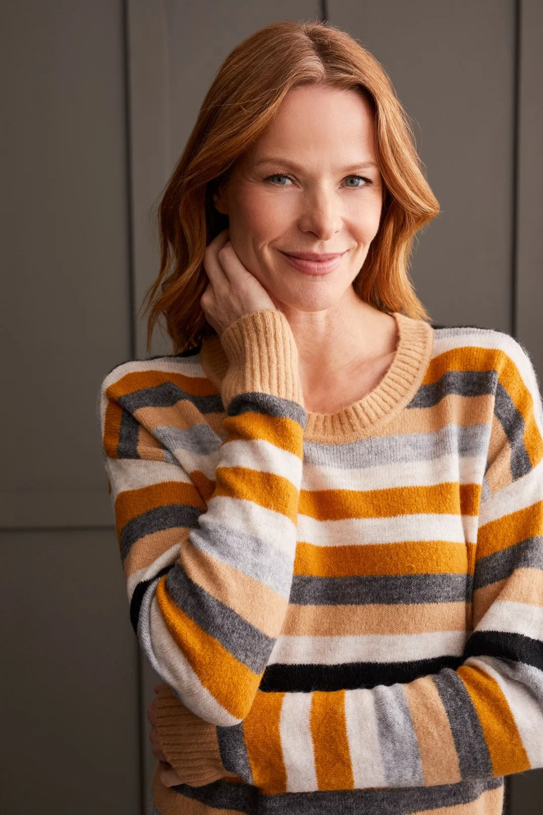Soft Yarn Striped Crew Neck Sweater-H Tan sold by Tribal product image thumbnail 2