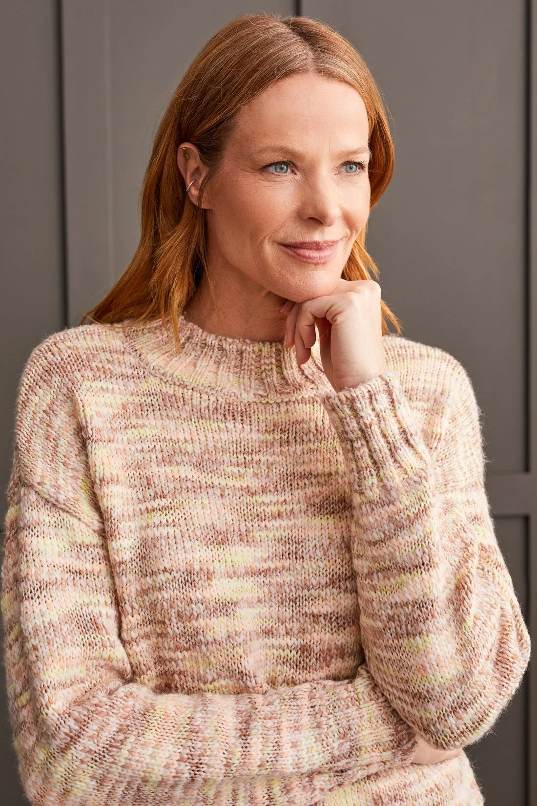 SPACE DYE MOCK NECK SWEATER-Frostgrey sold by Tribal