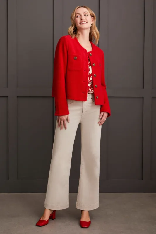 Lined Button-Up Jacket-Scarlet sold by Tribal