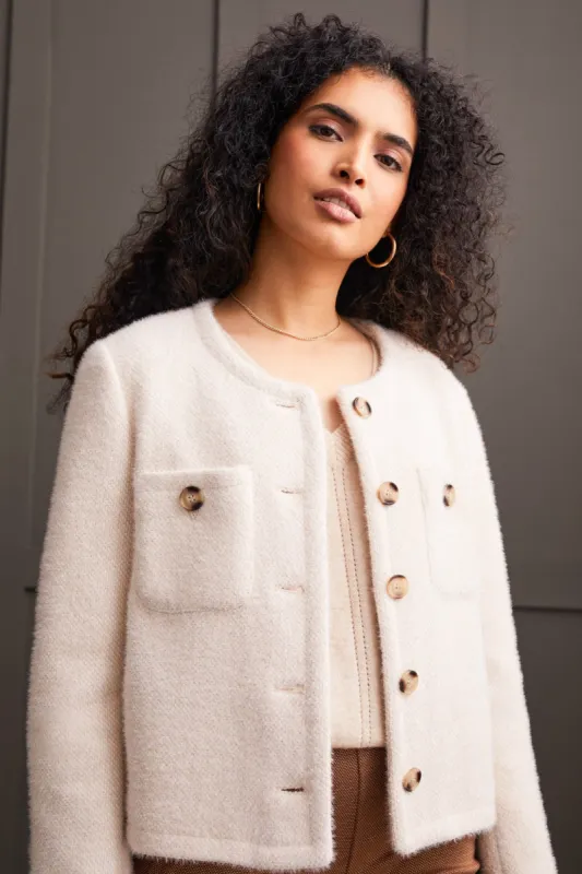 Lined Button-Up Jacket-Moonstone sold by Tribal