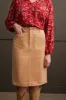 Stretch Corduroy Fly Front Skirt-Gold sold by Tribal