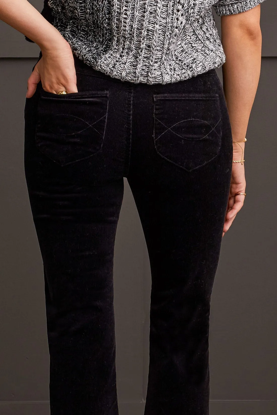 STRETCH CORDUROY PULL-ON 5 POCKET PANTS-Black sold by Tribal product image thumbnail 3