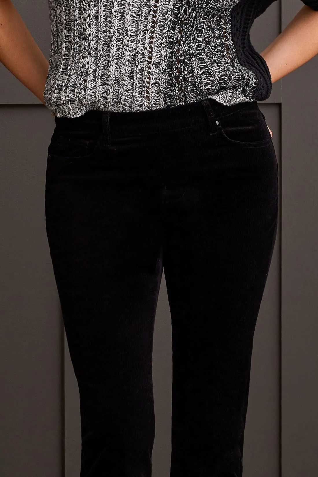 STRETCH CORDUROY PULL-ON 5 POCKET PANTS-Black sold by Tribal product image thumbnail 2