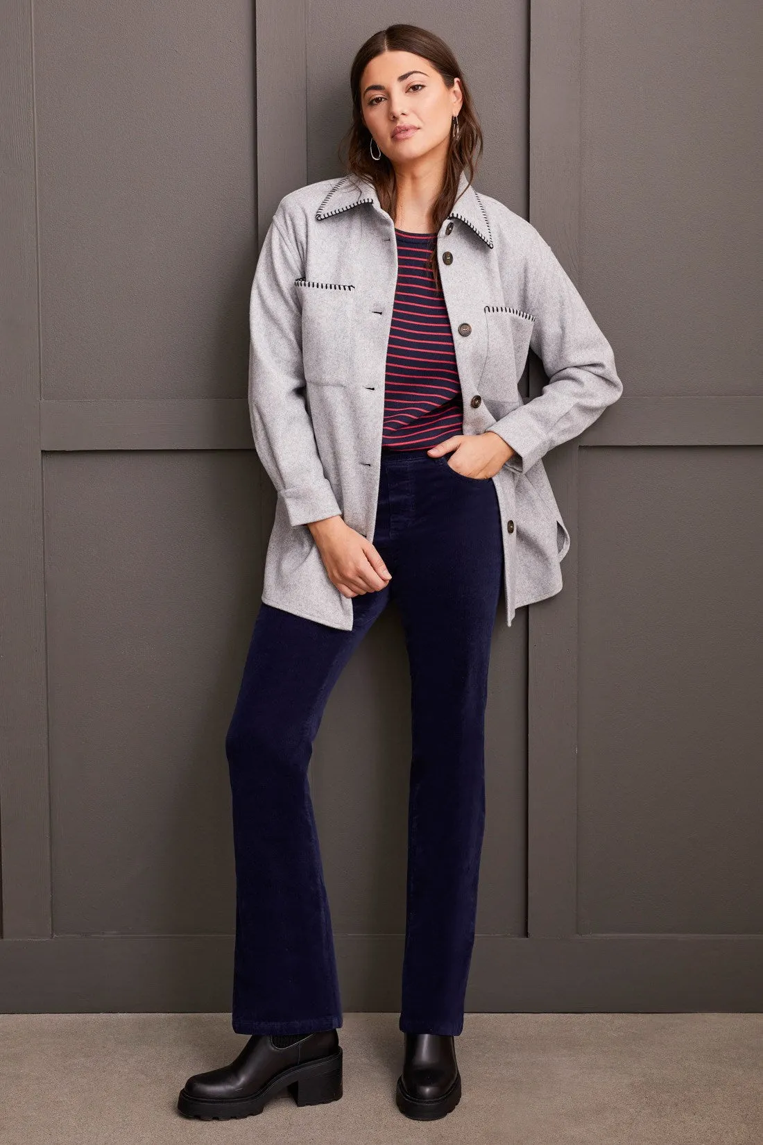 STRETCH CORDUROY PULL-ON 5 POCKET PANTS-Sapphire sold by Tribal product image thumbnail 4