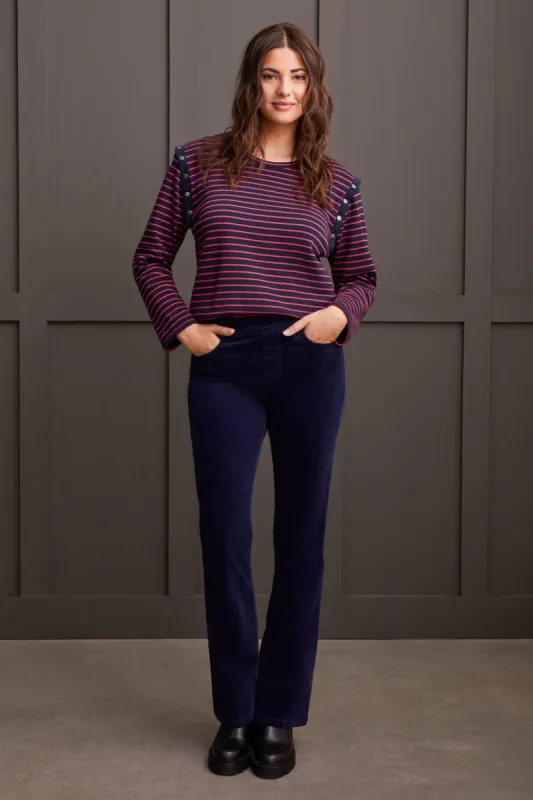 STRETCH CORDUROY PULL-ON 5 POCKET PANTS-Sapphire sold by Tribal