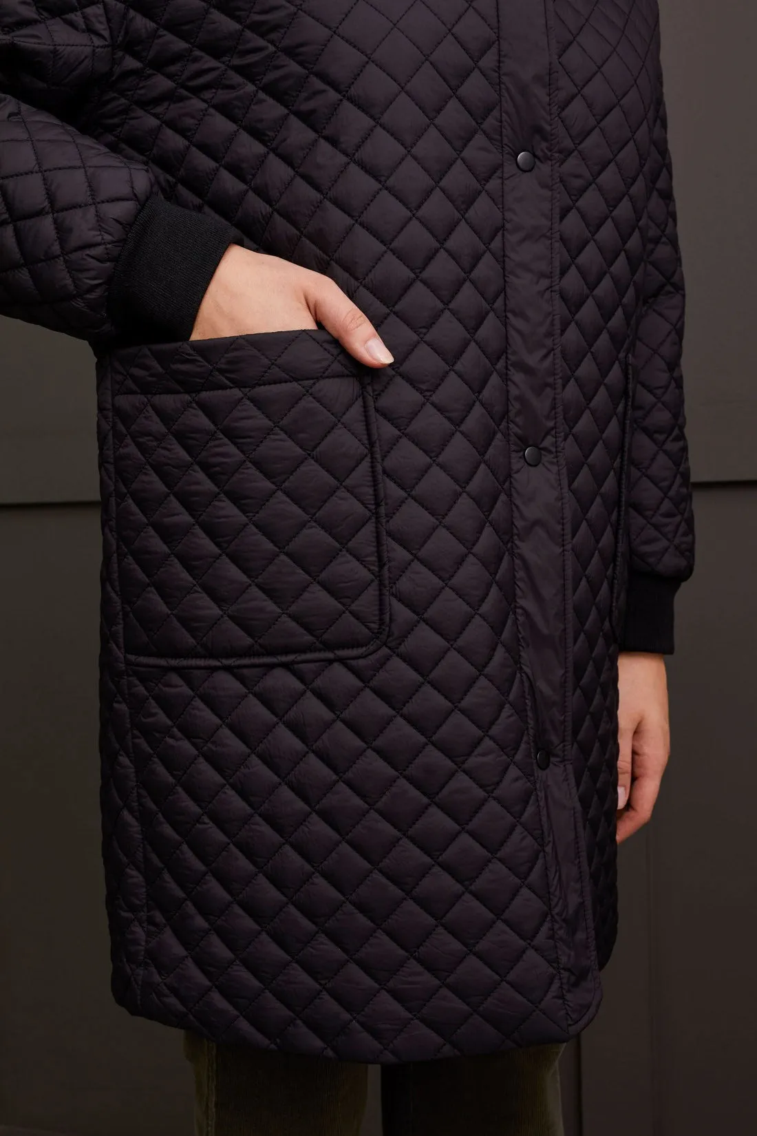 Cocoon Miniquilted Dolman Coat With Snap-Up Front-Black sold by Tribal product image thumbnail 3