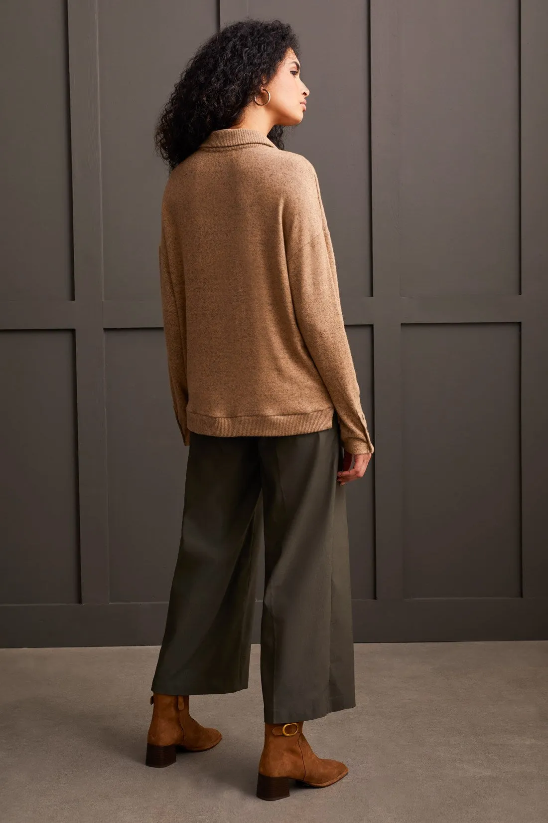 Brushed Knit Collared Top With Rib Combo-Tan sold by Tribal product image thumbnail 4