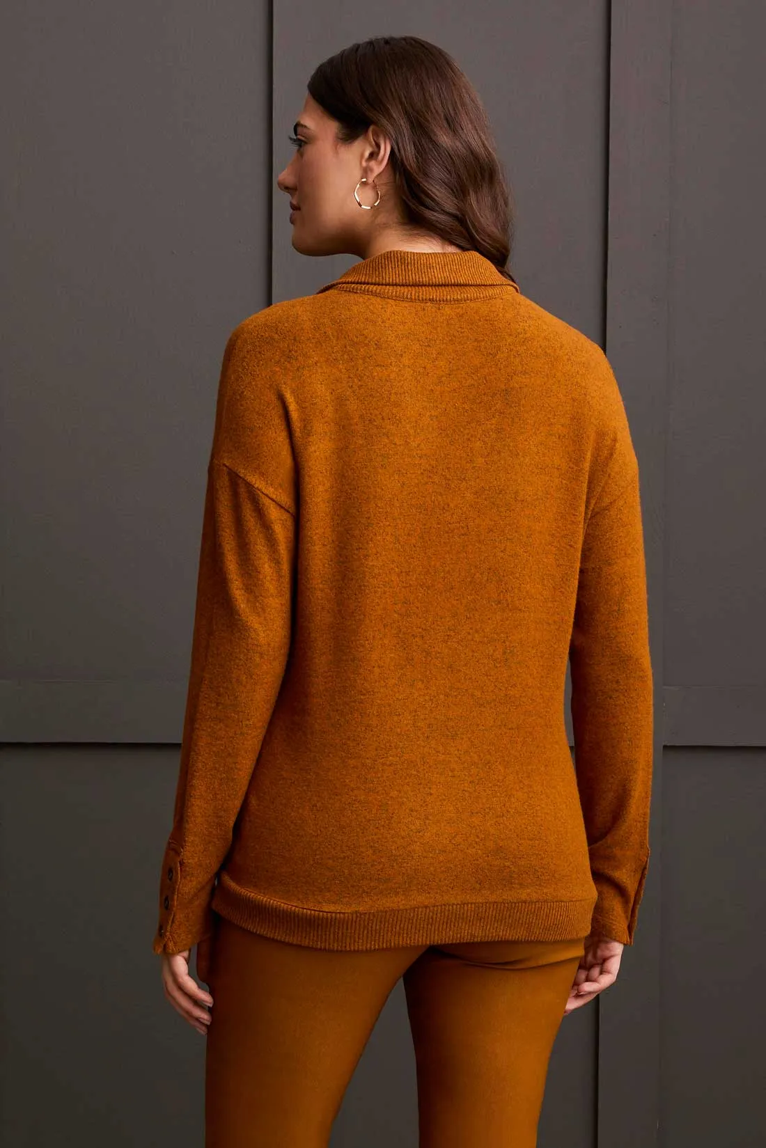 Brushed Knit Collared Top With Rib Combo-Auburn sold by Tribal product image thumbnail 4