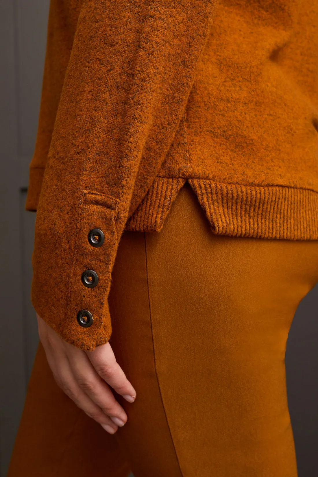 Brushed Knit Collared Top With Rib Combo-Auburn sold by Tribal product image thumbnail 2