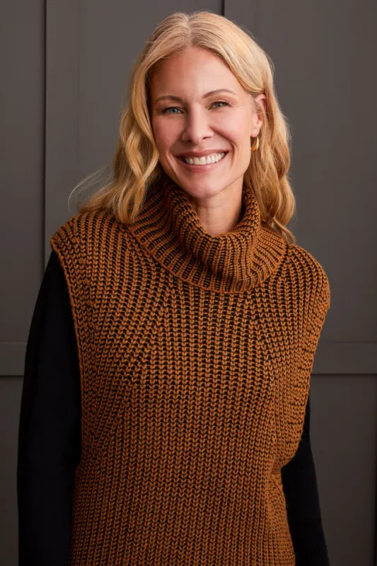 PLAITED COWL NECK SWEATER-Walnut sold by Tribal