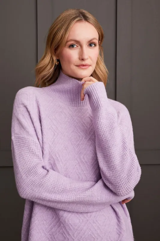Textured Mock Neck Sweater-Orchid sold by Tribal