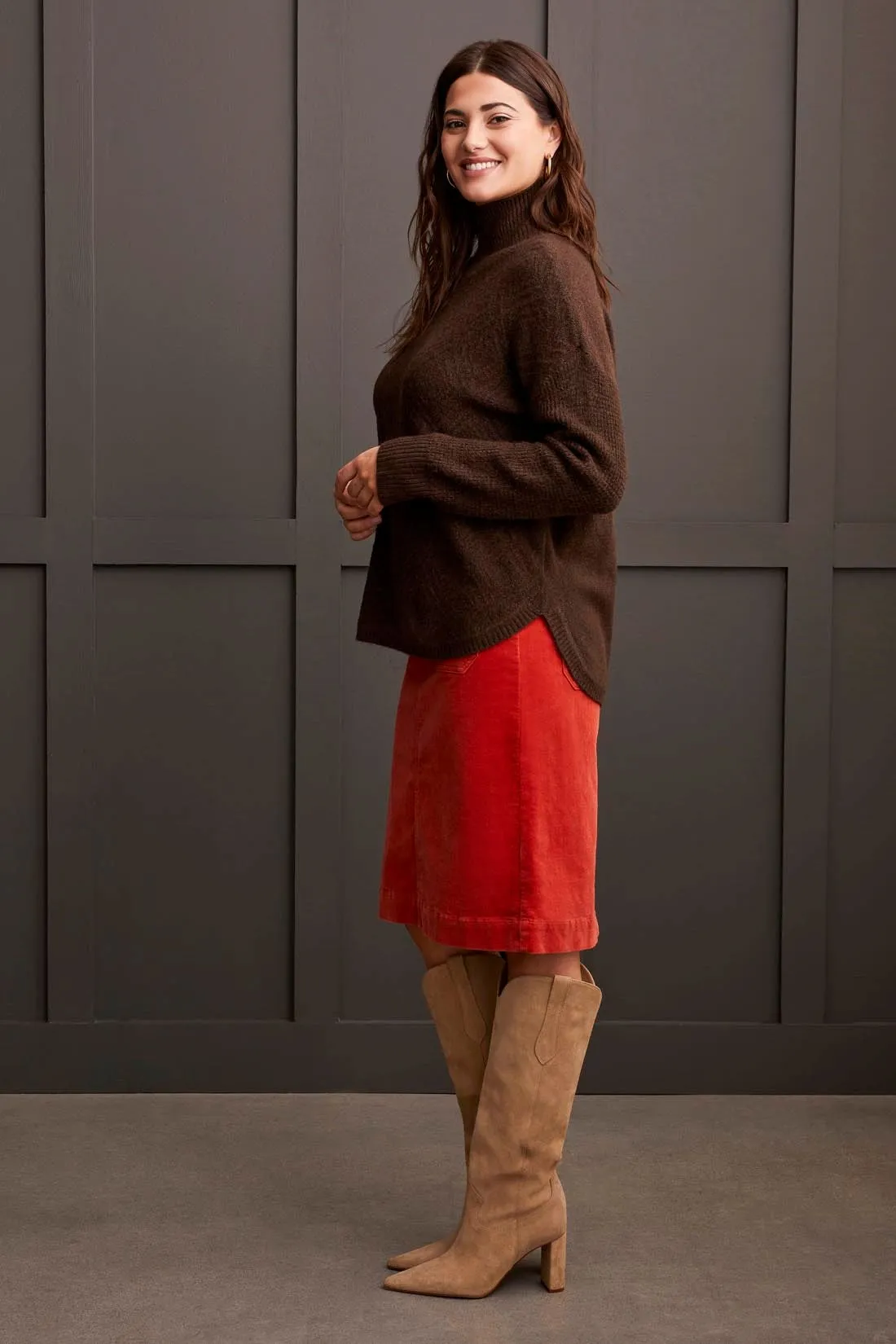 Textured Mock Neck Sweater-Coffee sold by Tribal product image thumbnail 3