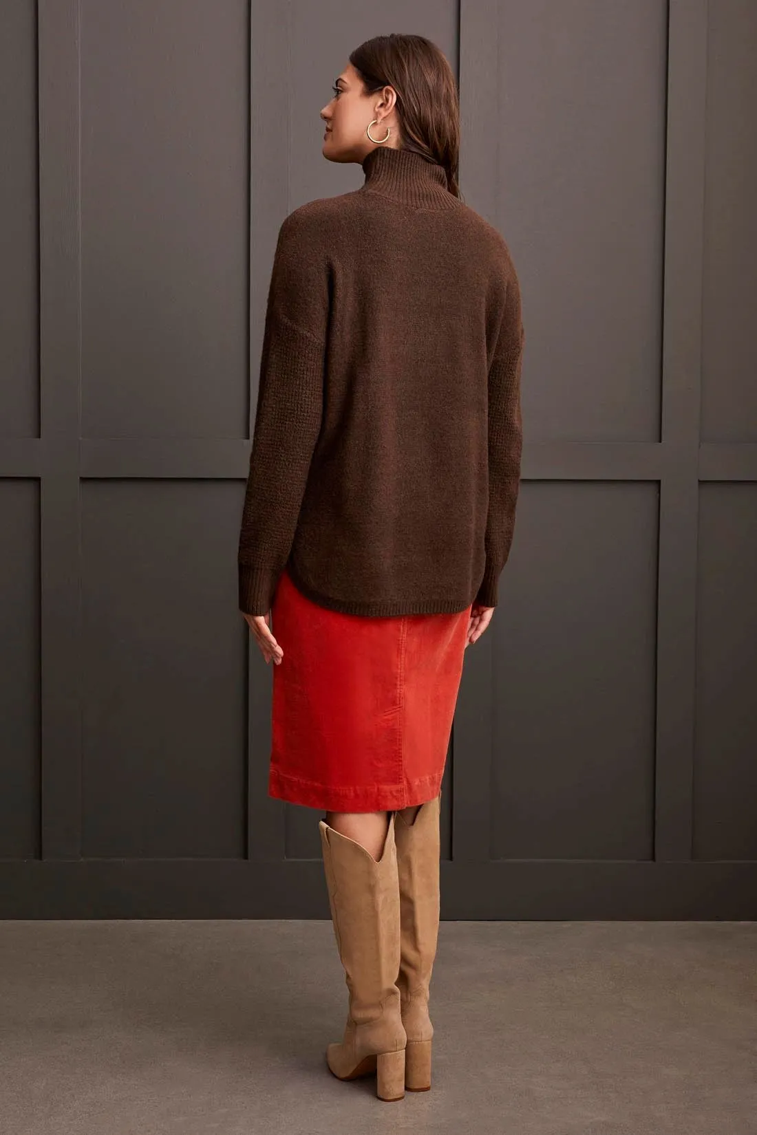 Textured Mock Neck Sweater-Coffee sold by Tribal product image thumbnail 4