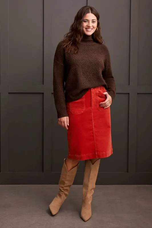 Textured Mock Neck Sweater-Coffee sold by Tribal