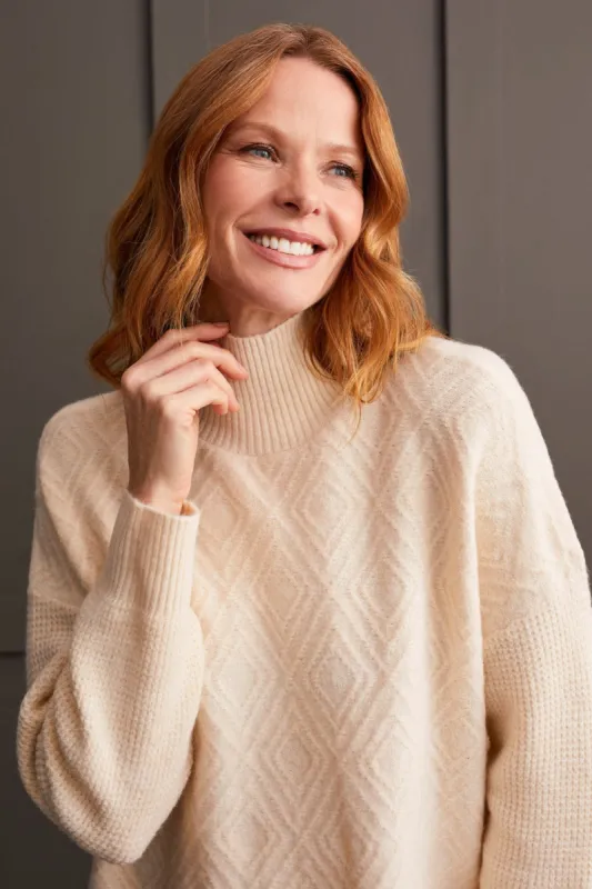 Textured Mock Neck Sweater-Moonstone sold by Tribal