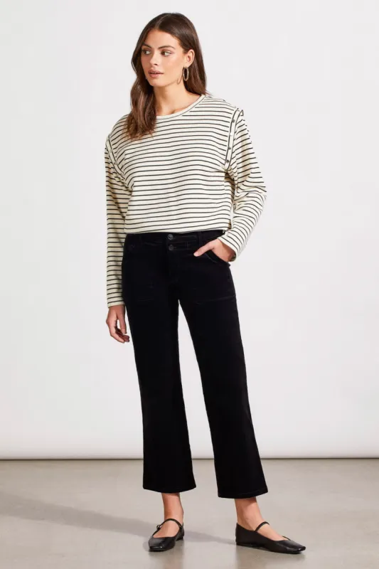 STRETCH CORDUROY STRAIGHT LEG PANTS-Black sold by Tribal