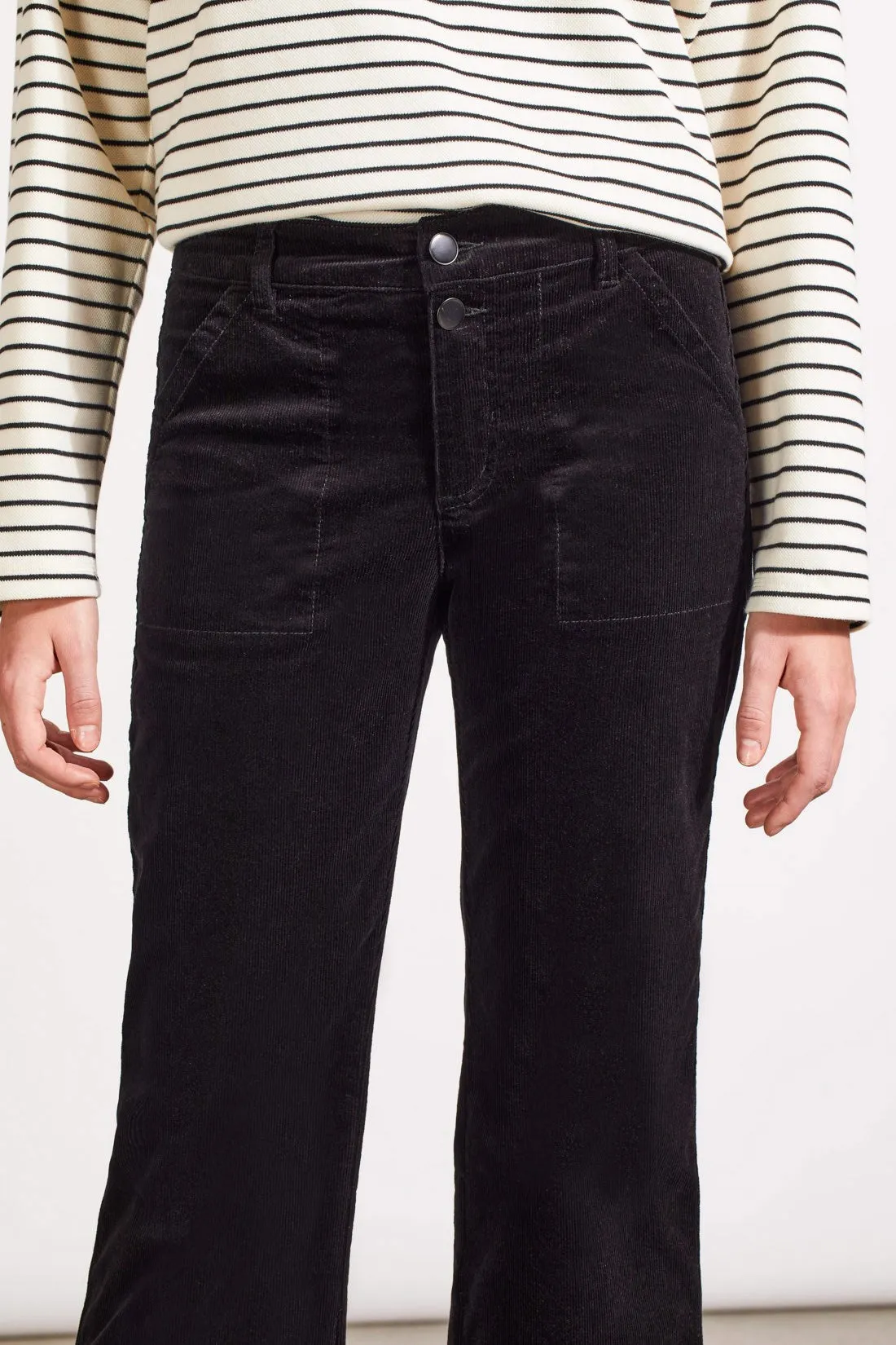 STRETCH CORDUROY STRAIGHT LEG PANTS-Black sold by Tribal product image thumbnail 2