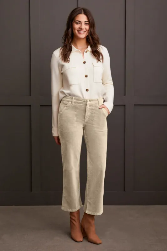 STRETCH CORDUROY STRAIGHT LEG PANTS-Gold sold by Tribal