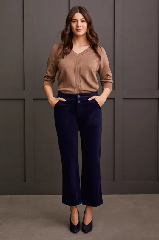 STRETCH CORDUROY STRAIGHT LEG PANTS-Sapphire sold by Tribal