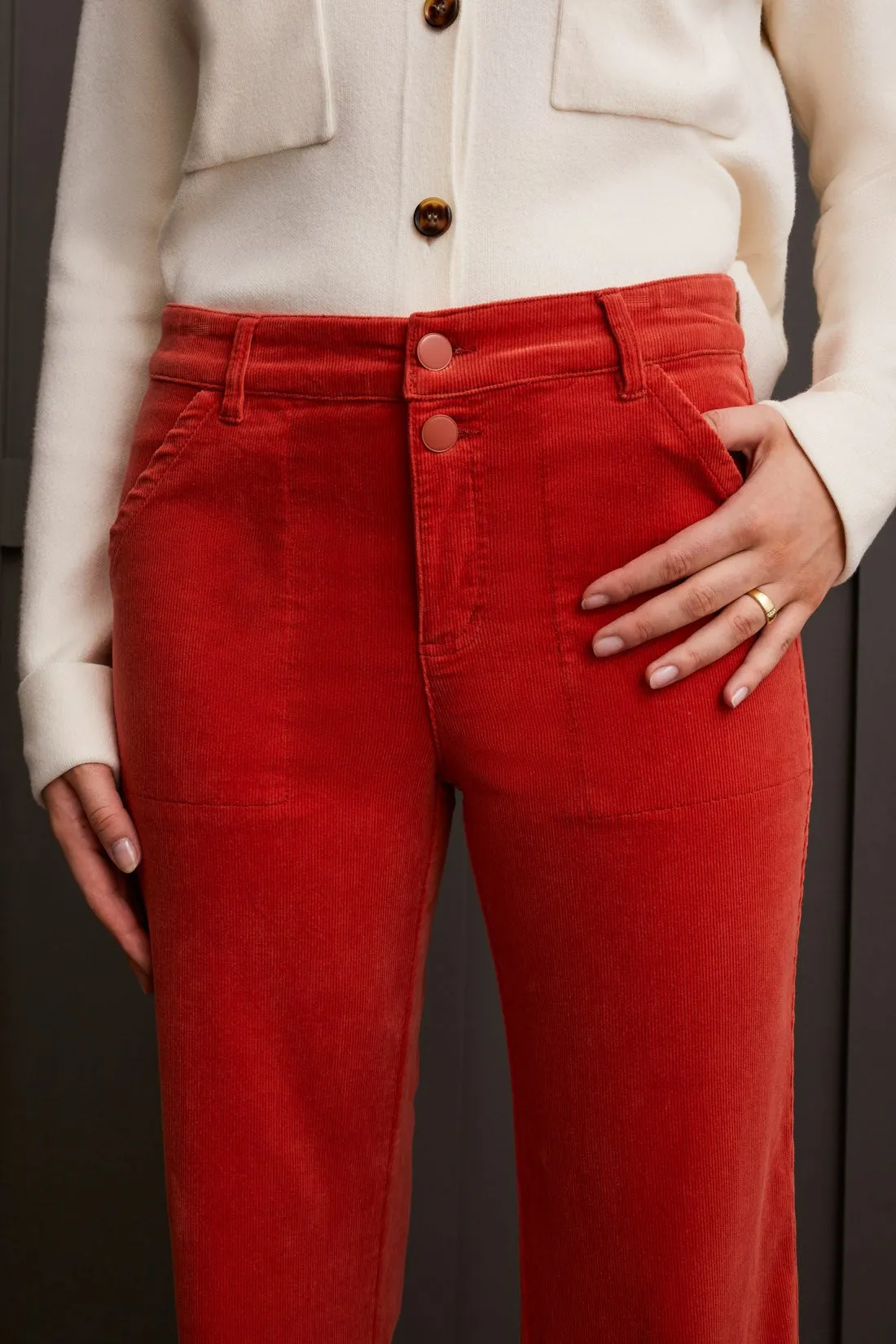 STRETCH CORDUROY STRAIGHT LEG PANTS-Auburn sold by Tribal product image thumbnail 2