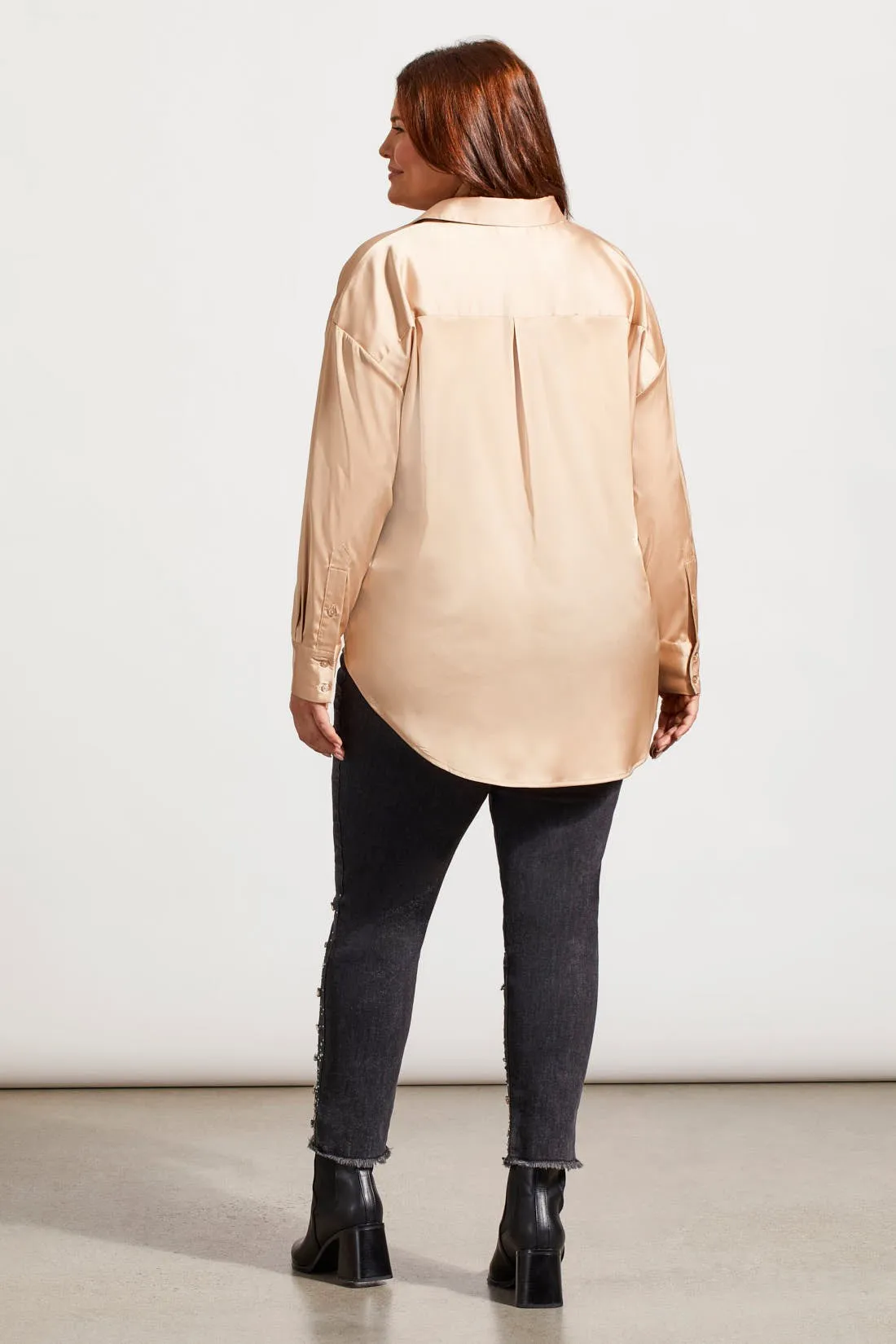 Flowy Satin Button-Up Shirt-Beige sold by Tribal product image thumbnail 3