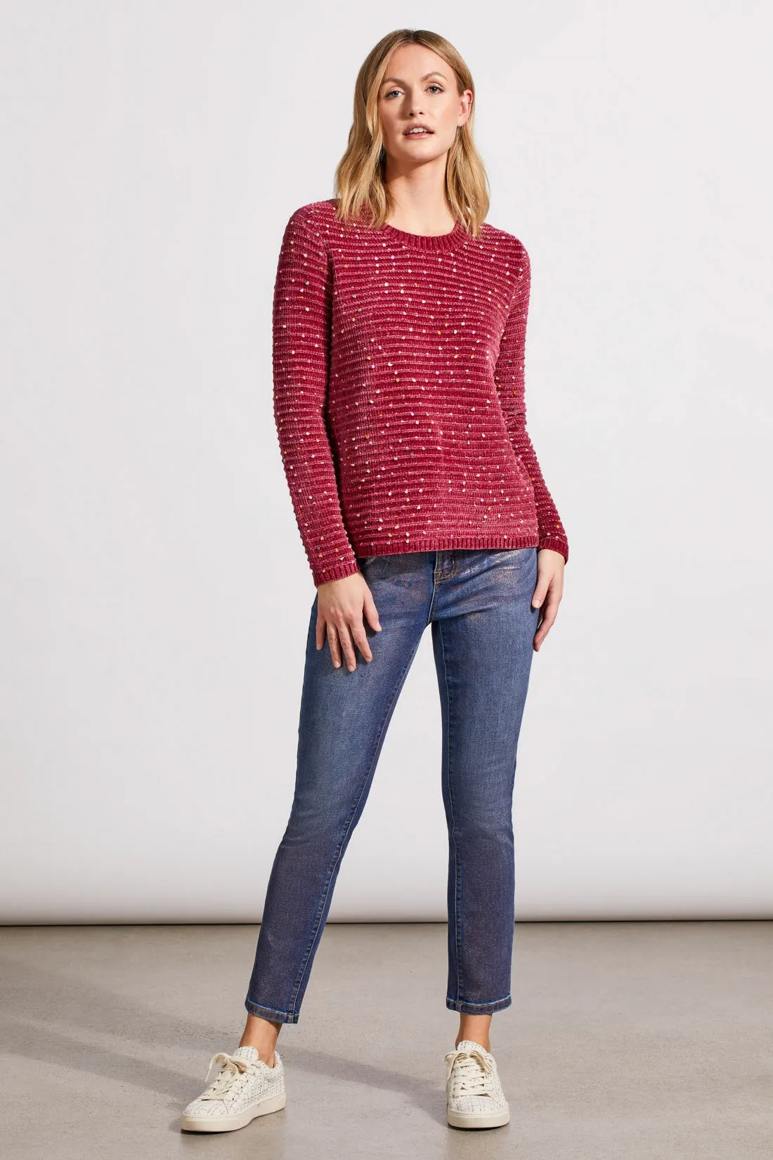 Textured Knit Crewneck Sweater-Port Wine sold by Tribal