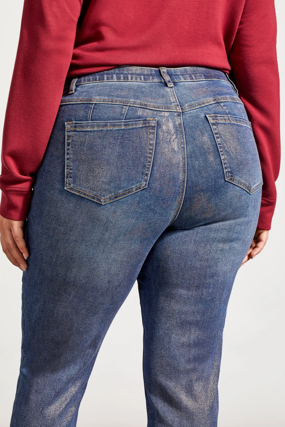 Sophia Curvy Ankle Pants With Rose Gold Foiling-Rose Gold sold by Tribal product image thumbnail 3