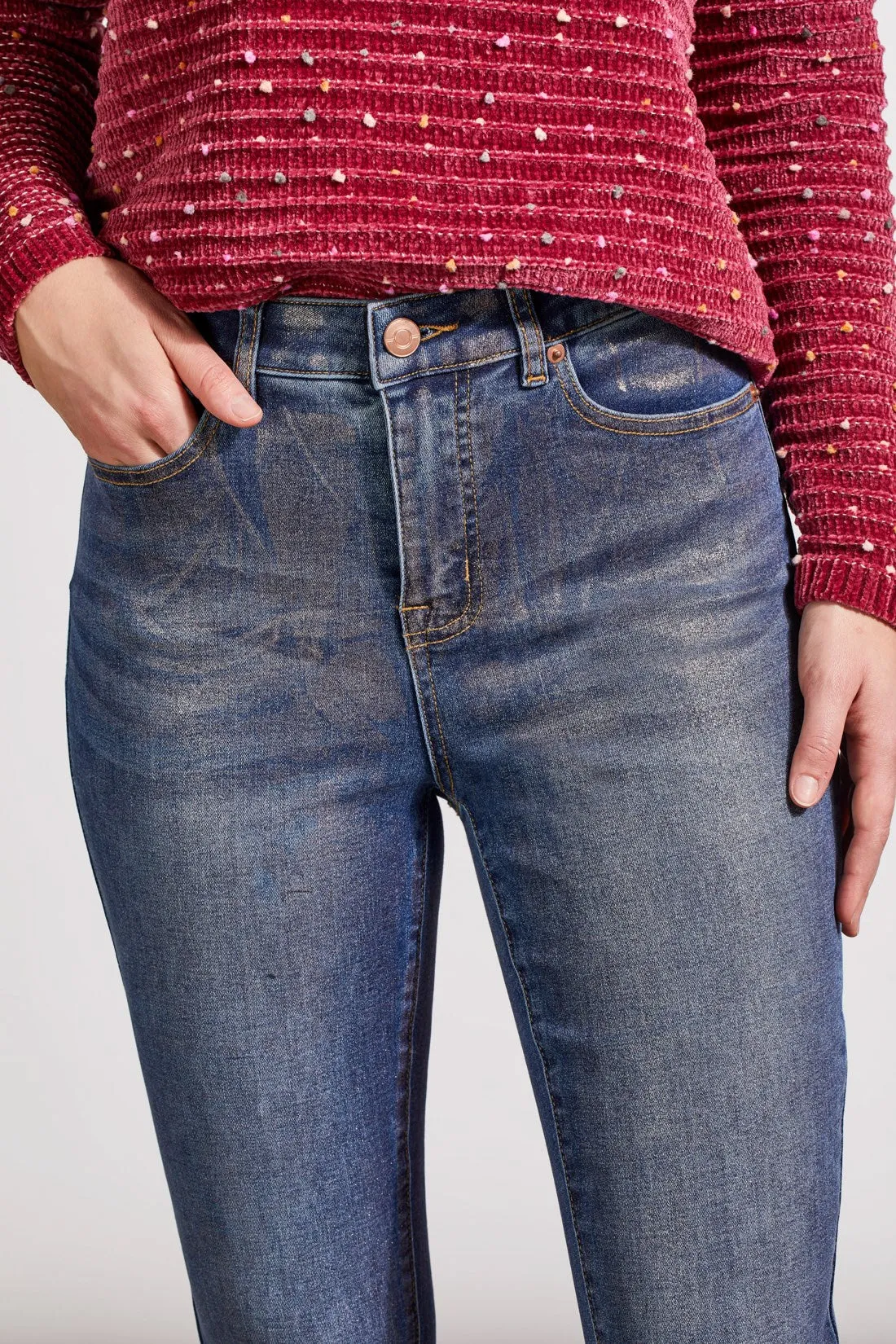 Sophia Curvy Ankle Pants With Rose Gold Foiling-Rose Gold sold by Tribal product image thumbnail 2