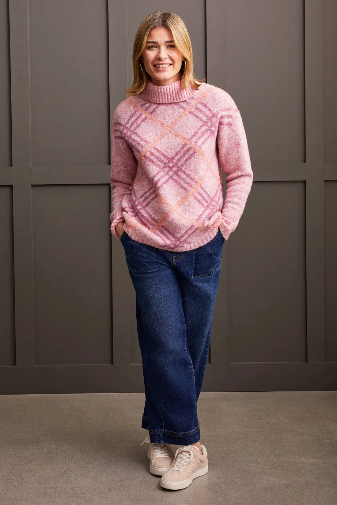 Turtleneck Intarsia Sweater-Pink Lady sold by Tribal