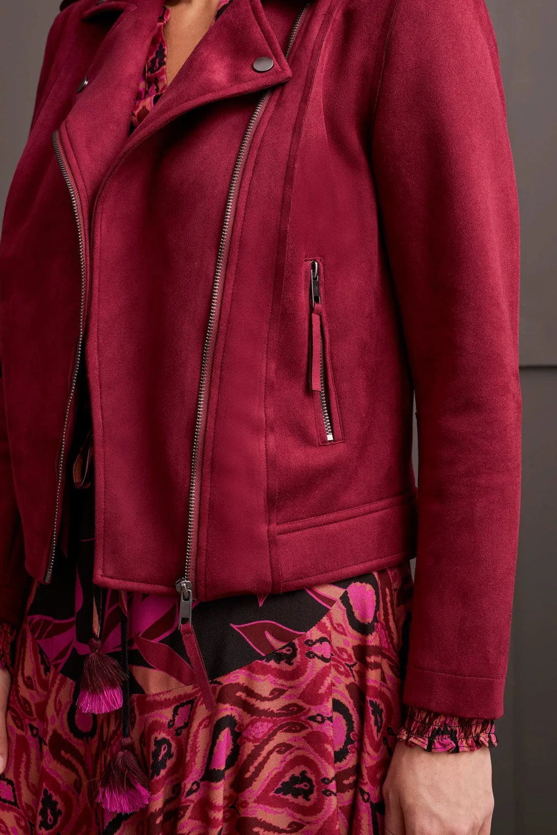 Faux Suede Biker Jacket-Port Wine sold by Tribal product image thumbnail 4