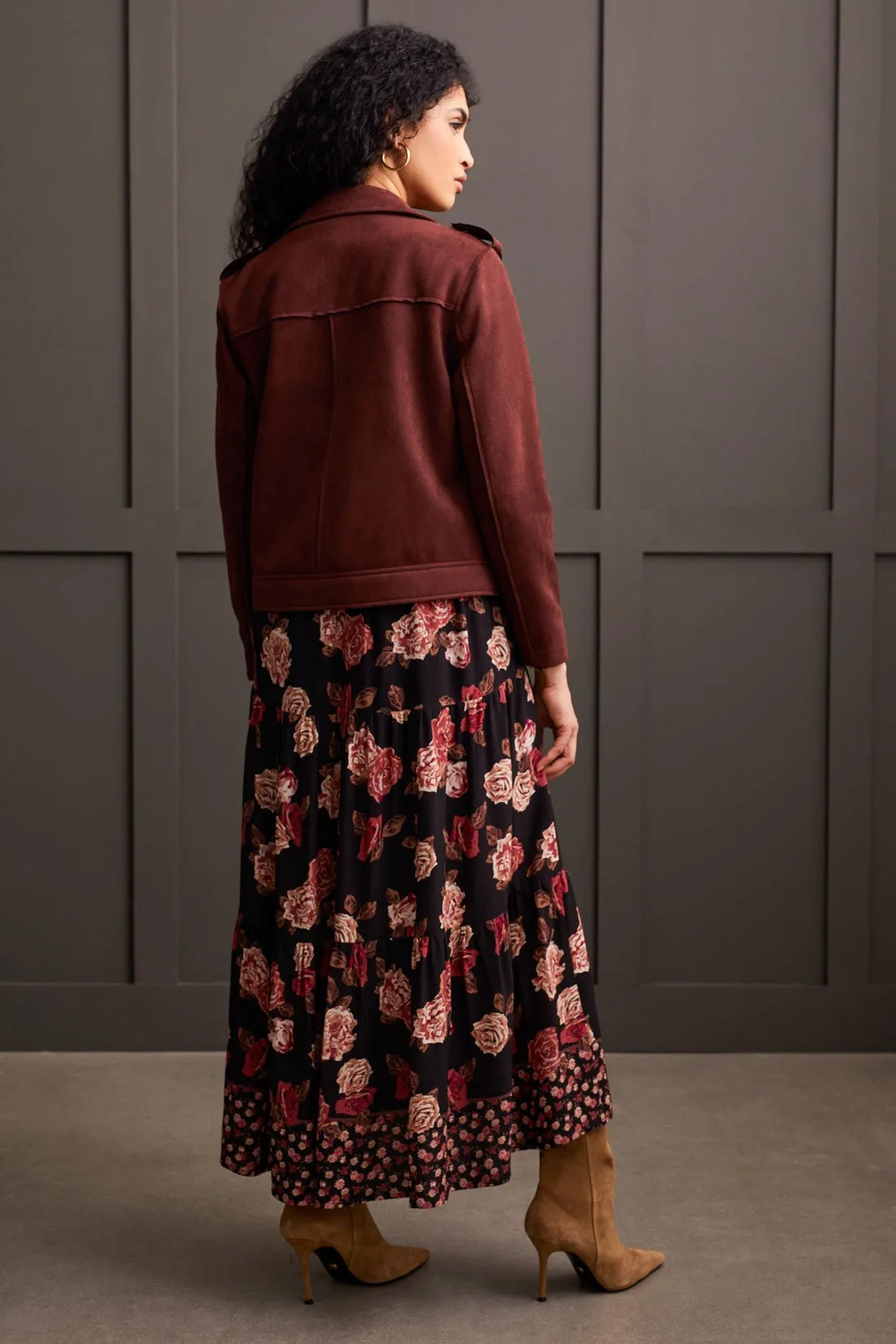 Faux Suede Biker Jacket-Rum sold by Tribal product image thumbnail 3