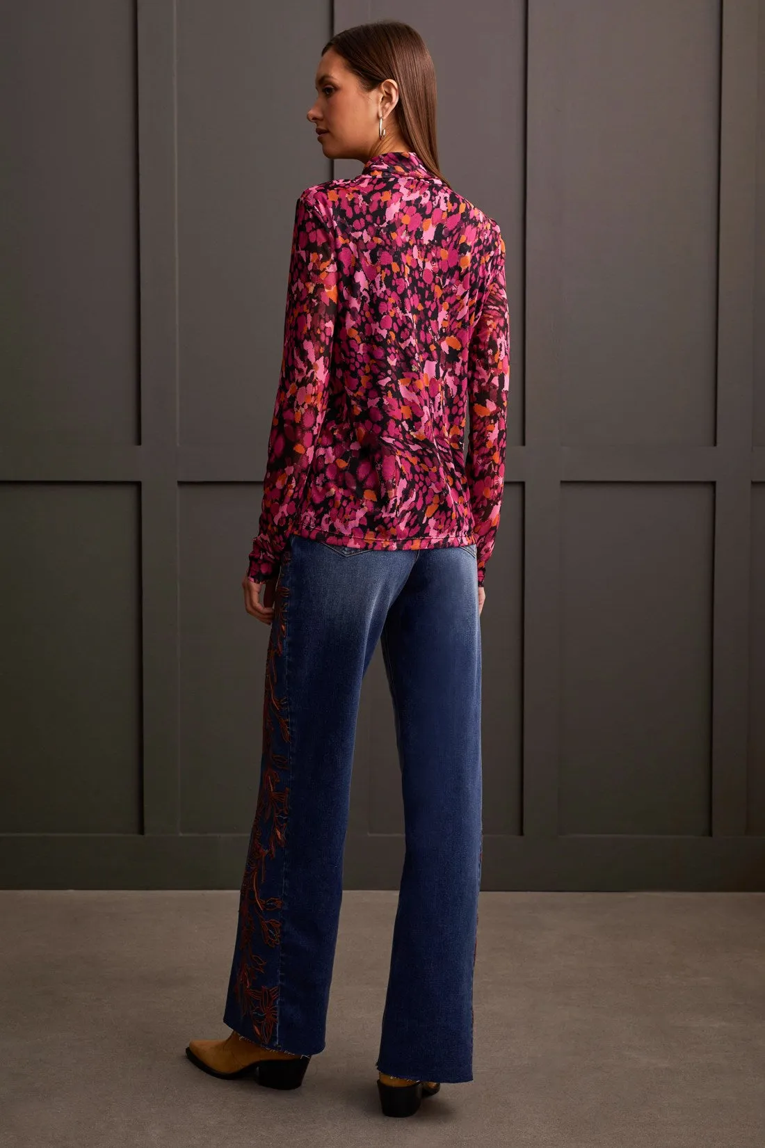 MESH TURTLENECK TOP WITH LINING-Magenta haze sold by Tribal product image thumbnail 3