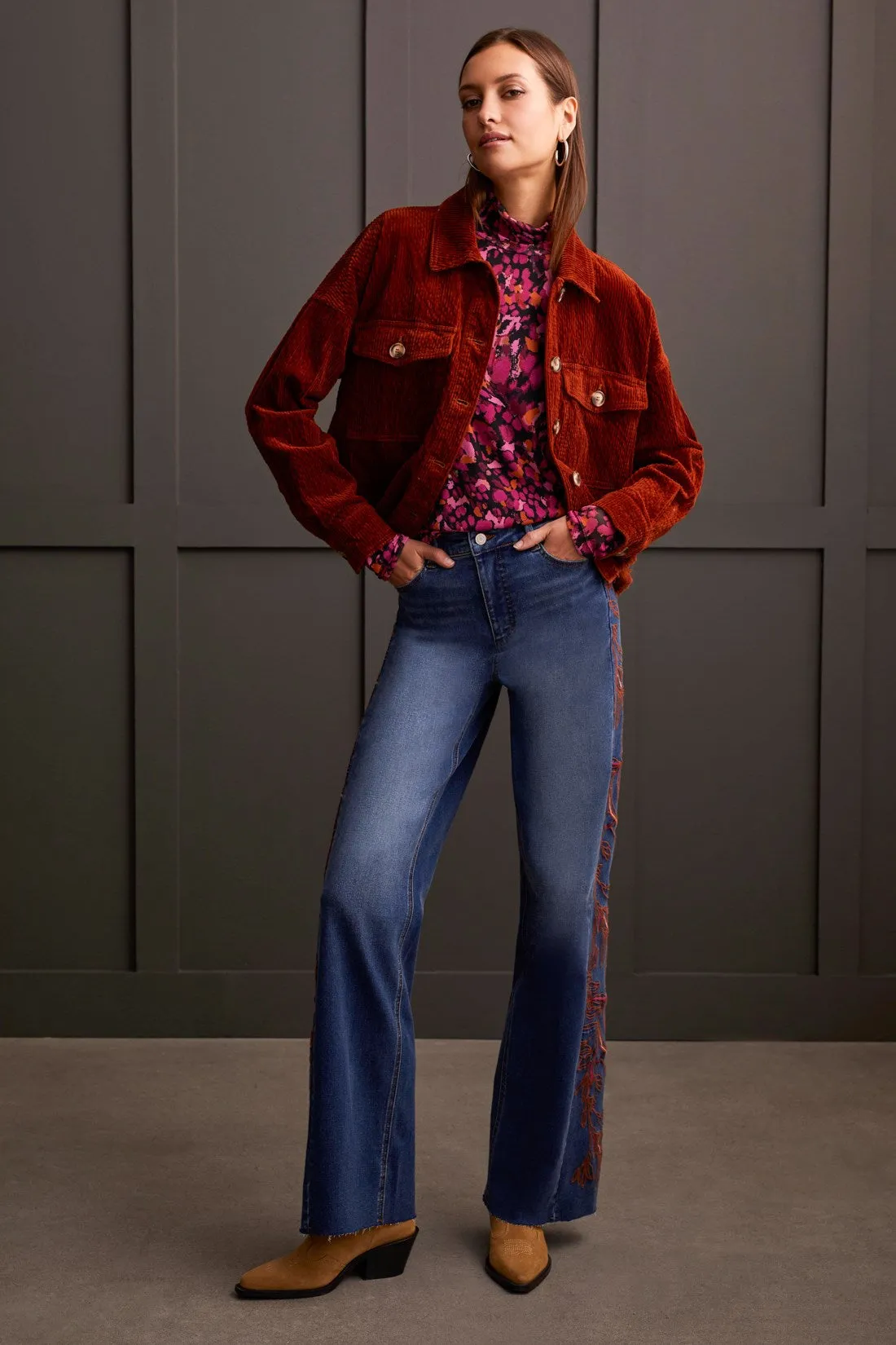 MESH TURTLENECK TOP WITH LINING-Magenta haze sold by Tribal product image thumbnail 4