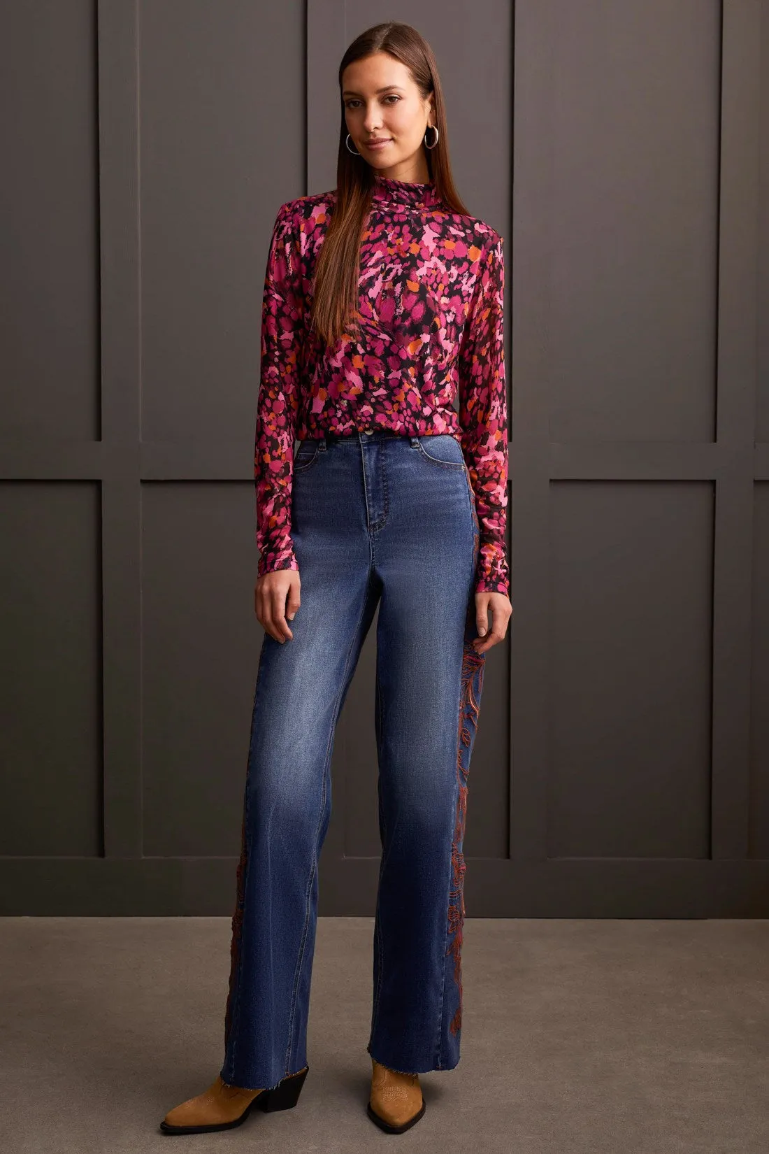 MESH TURTLENECK TOP WITH LINING-Magenta haze sold by Tribal