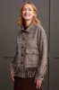 Cropped Shacket With Fringe Hem-Almond sold by Tribal