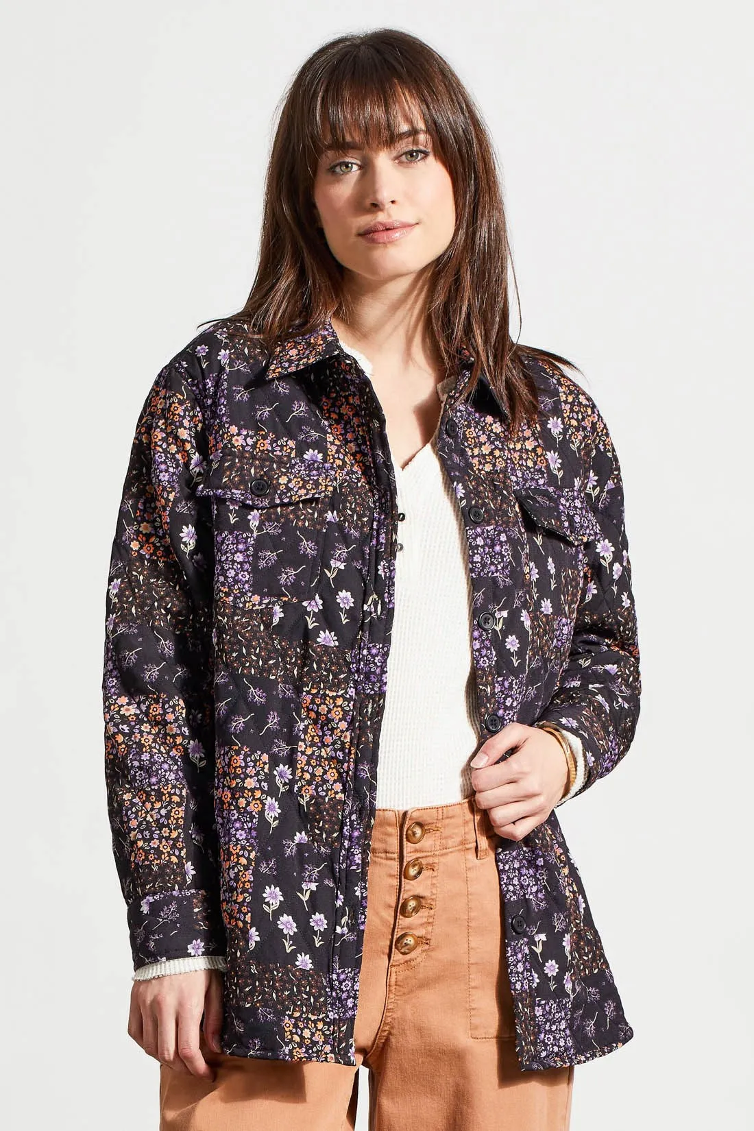 Quilted Shacket With Shirttail Hem-Black sold by Tribal product image thumbnail 3