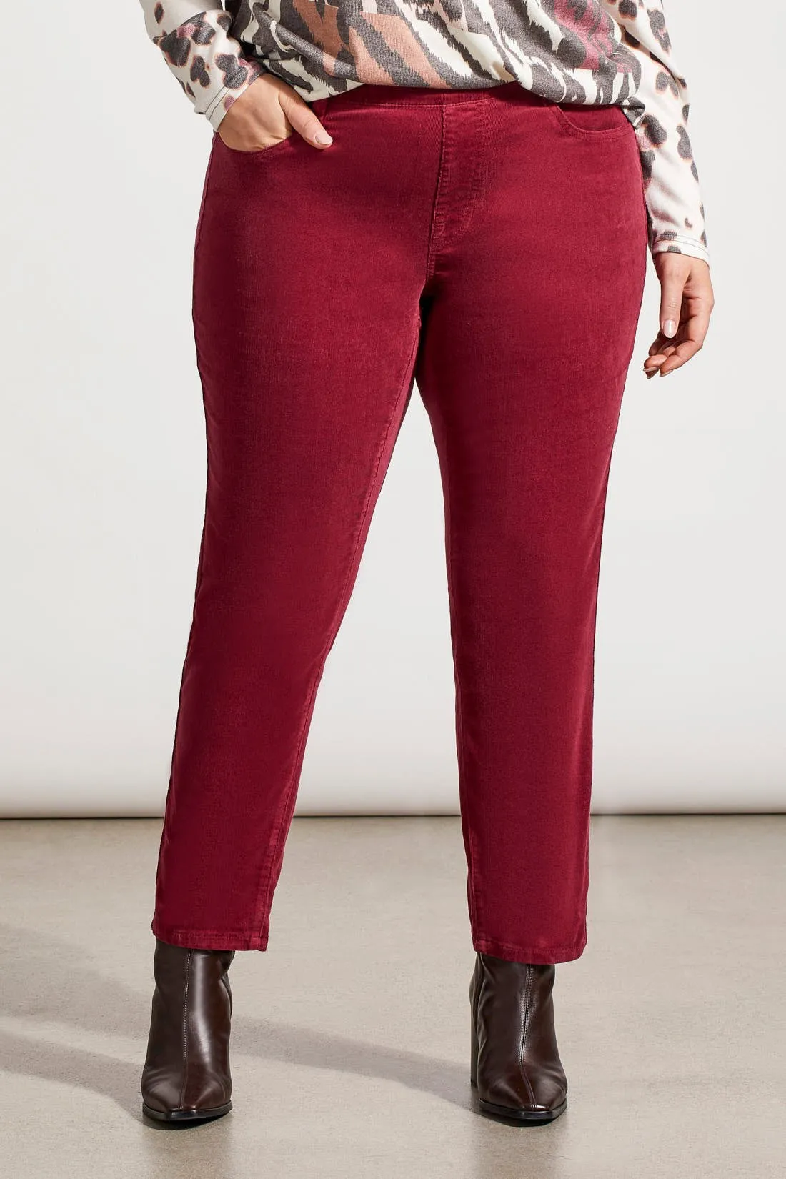 Micro Cord Audrey Pull-On Slim Ankle Pants-Raisin sold by Tribal product image thumbnail 2