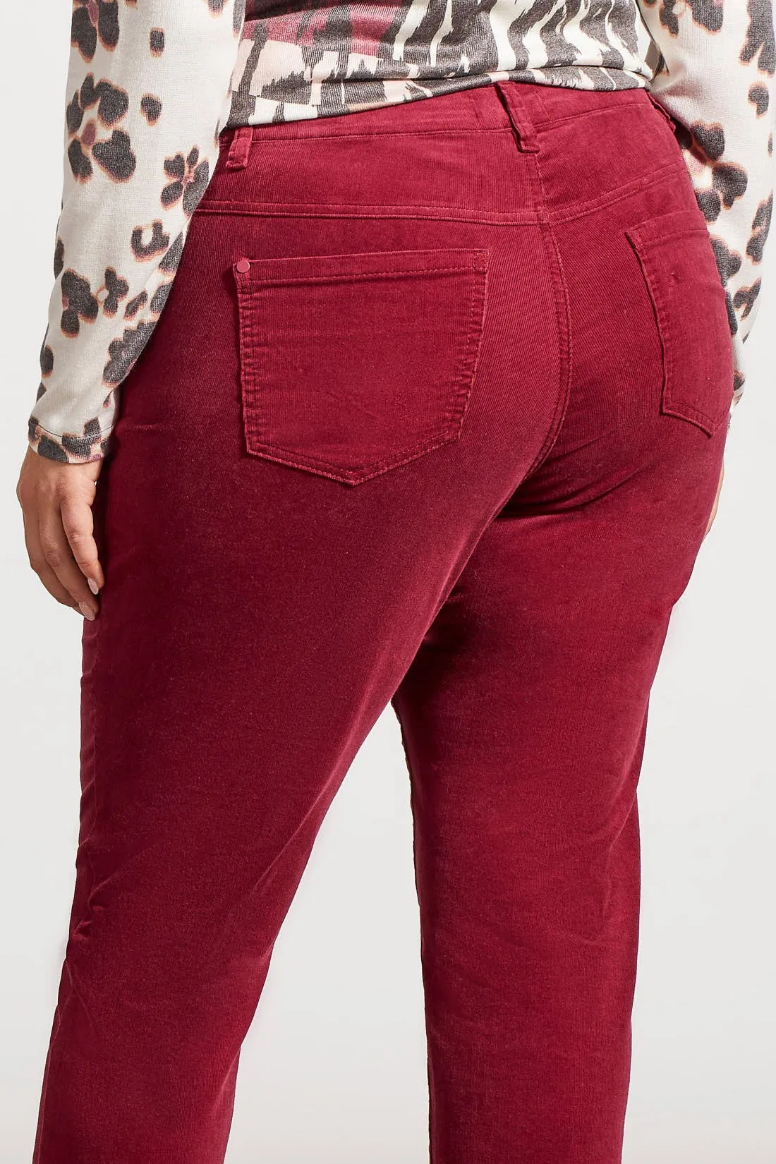 Micro Cord Audrey Pull-On Slim Ankle Pants-Raisin sold by Tribal product image thumbnail 3