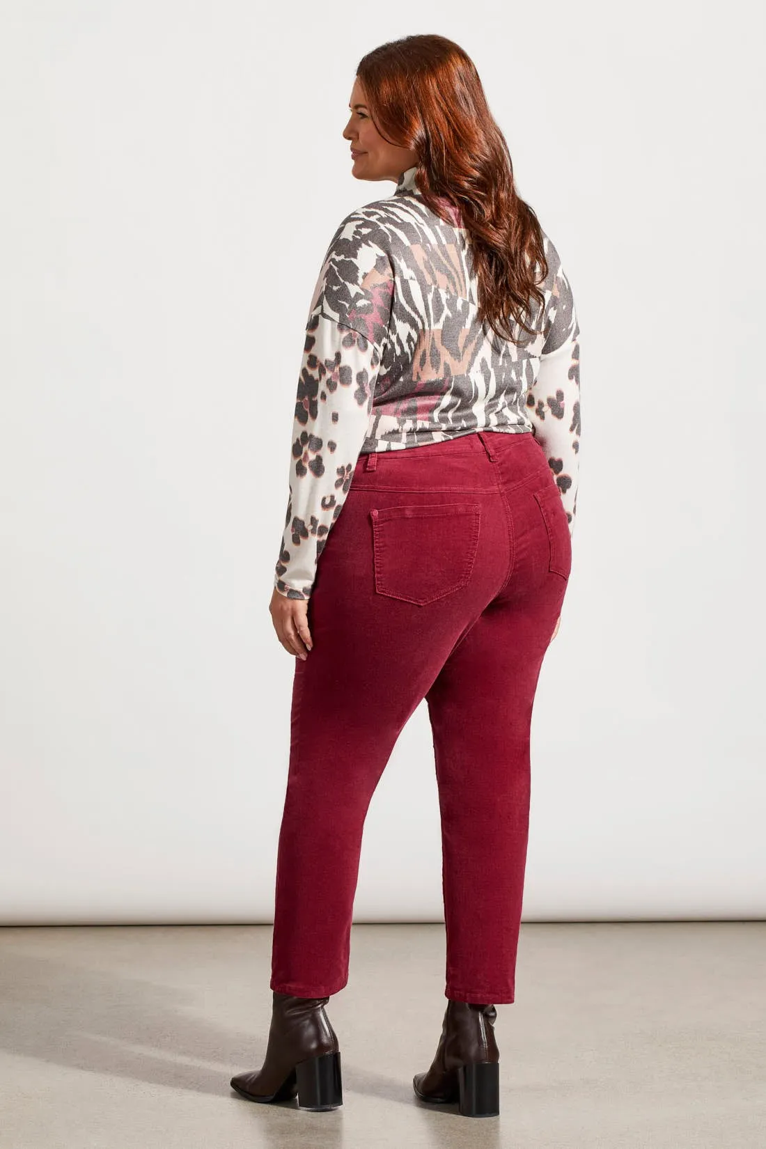 Micro Cord Audrey Pull-On Slim Ankle Pants-Raisin sold by Tribal product image thumbnail 4