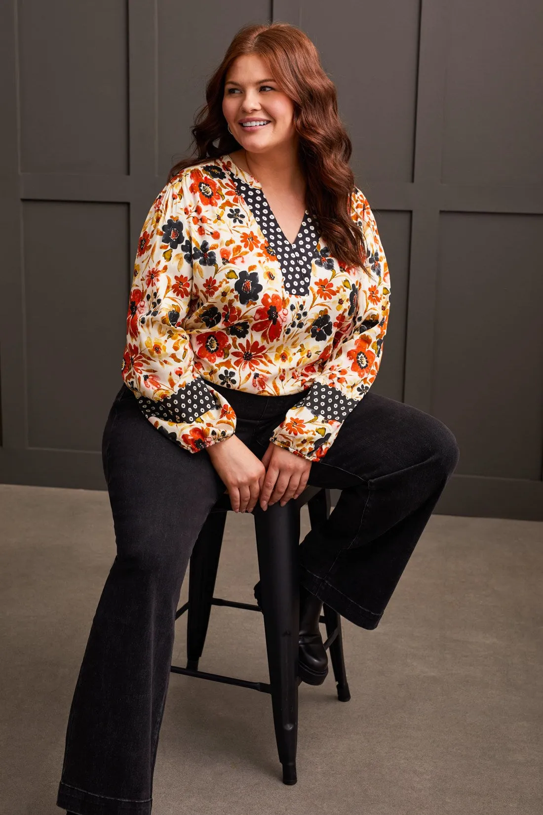 STRETCH POP OVER BLOUSE WITH CONTRAST PLACKET-Dkdesert sold by Tribal product image thumbnail 2