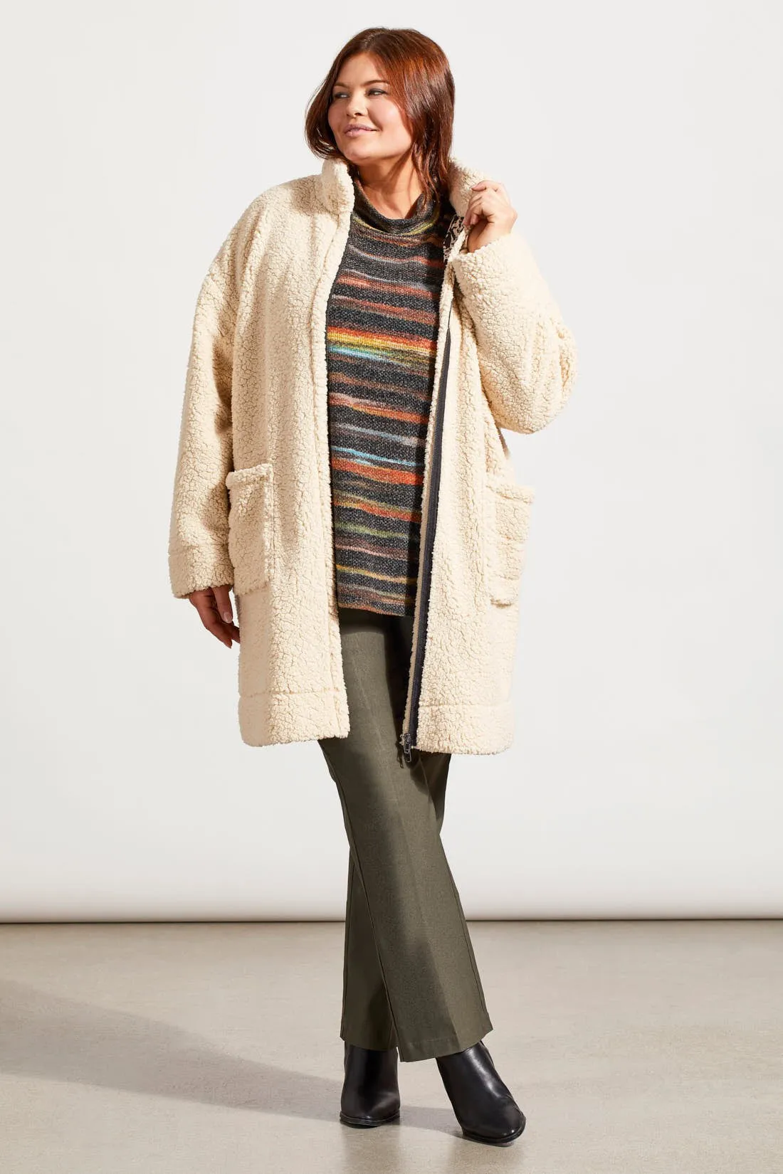 Textured Knit Mock Neck Top With Side Slits-Rust sold by Tribal product image thumbnail 4