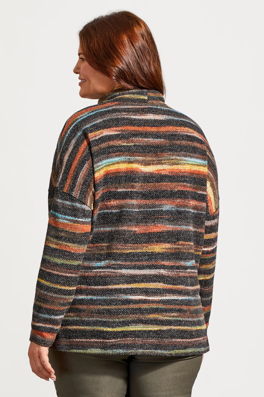 Textured Knit Mock Neck Top With Side Slits-Rust sold by Tribal product image thumbnail 3