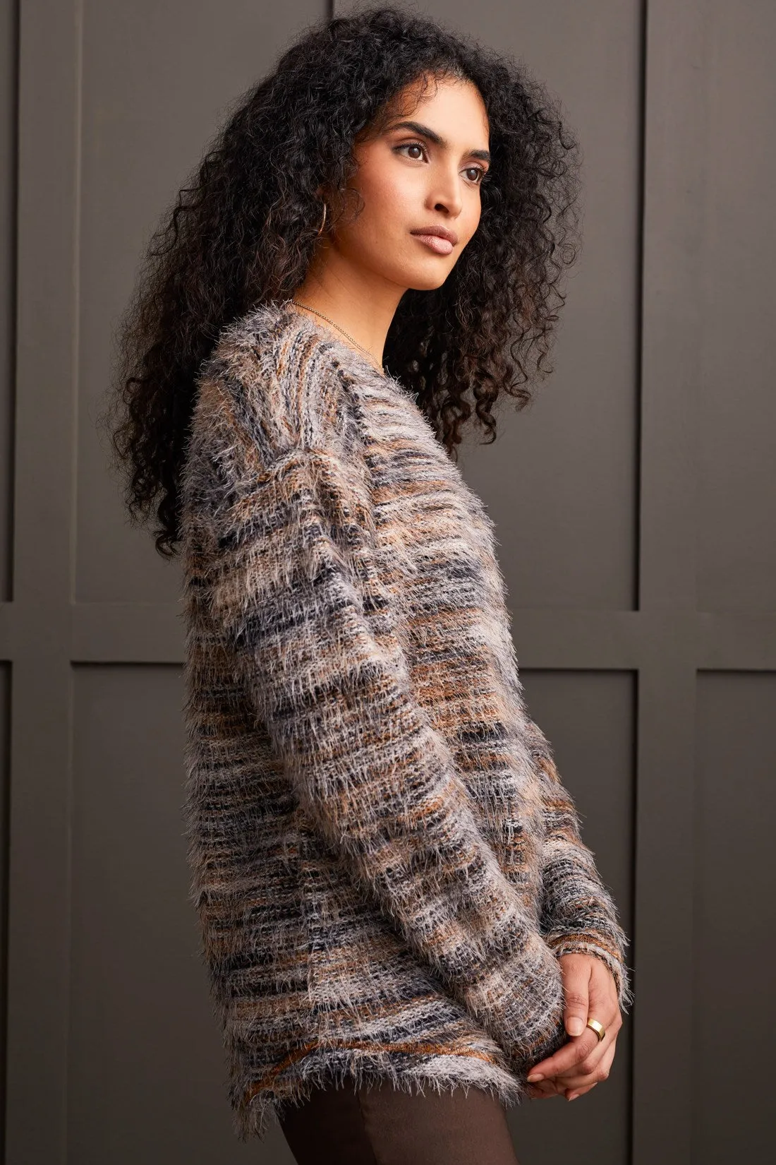 SOFT LUXE EYELASH SWEATER-Walnut sold by Tribal product image thumbnail 4