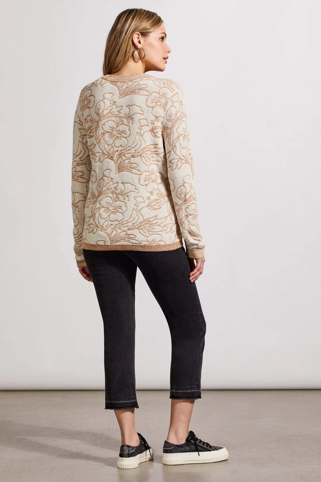 Jacquard Long Sleeve Scoop Neck Sweater-Cream sold by Tribal product image thumbnail 3