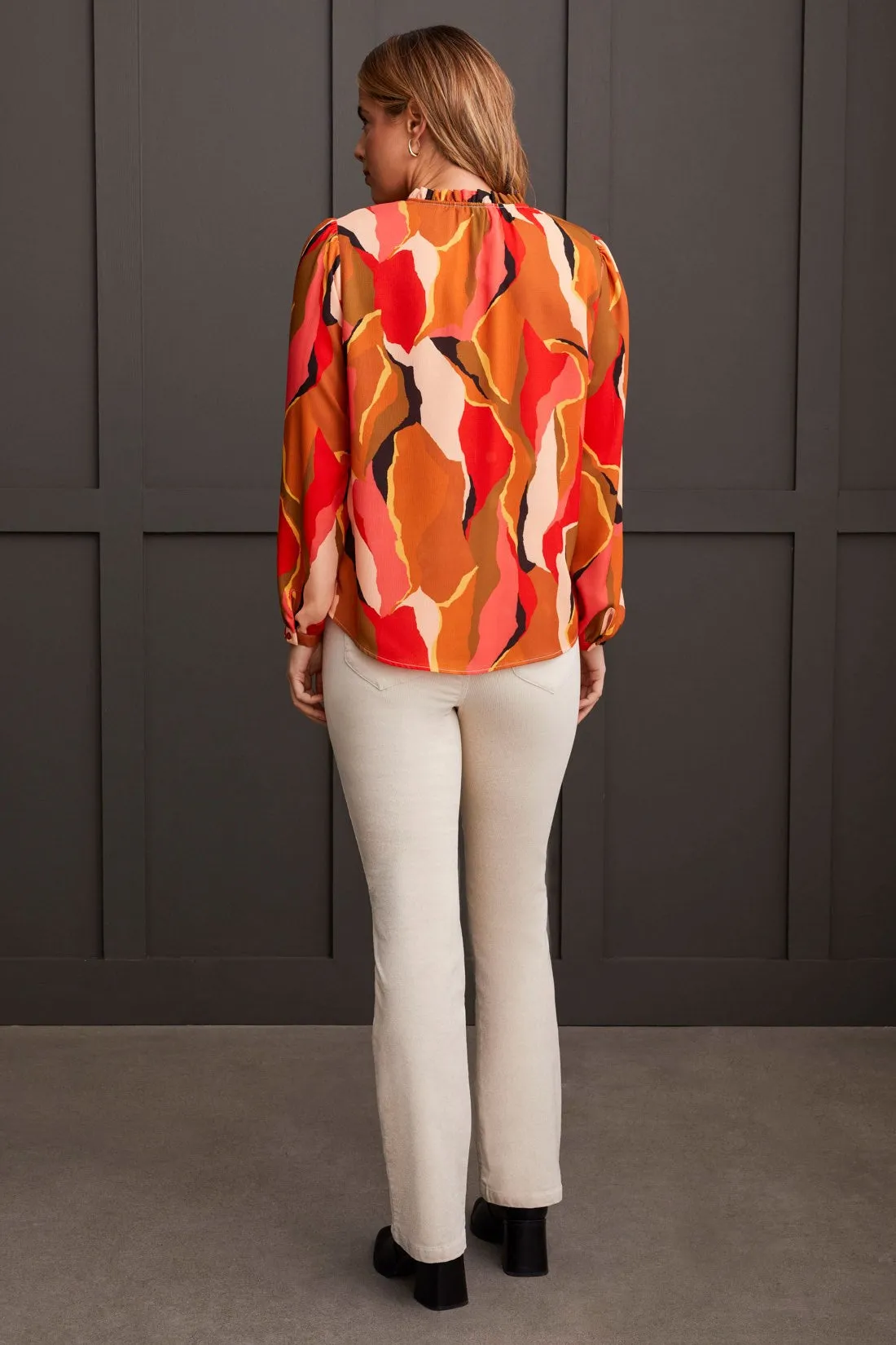 Printed Crinkled Blouse With Ruffled Neck-Desertsun sold by Tribal product image thumbnail 3